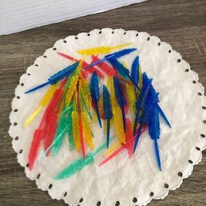 Vtg Multicolour Feather Cocktail Appetizer Picks